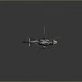 Shiny Silver Helicopter With Rotor Blades And Fuselage On Dark Reflective Background