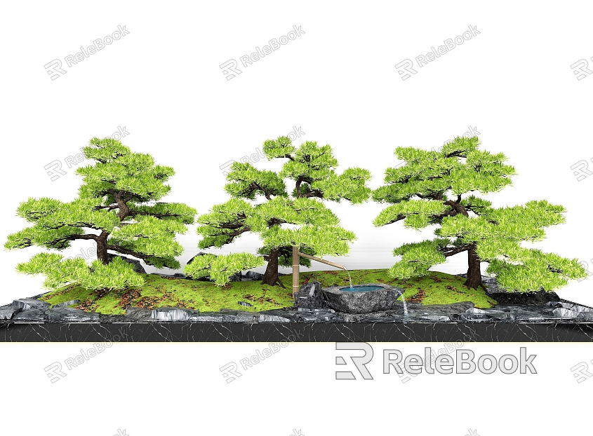 courtyard landscaping pine tree landscape tree arbor model