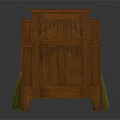 Traditional Wooden Single Bed with Carved Headboard and Footboard and Green Bed Skirt
