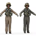 Game and Movie Military Character in Brown and Gray Uniform with Helmet and Tactical Gear