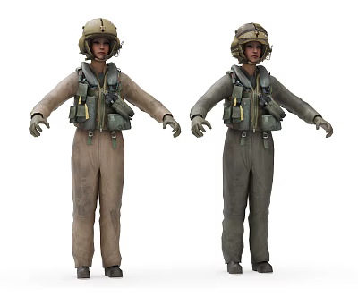 Modern game character lady soldier 3d model
