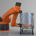 Advanced Industrial Robot Arm Handling Large Metallic Component in Manufacturing Process