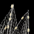 Elegant Decorative Chandelier With Metal Mesh And Small Yellow Lights In Flowy Net Like Structure