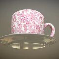 Pink Cherry Blossom Patterned Ceramic Cup And Saucer With Floral Design