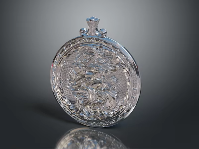 Vintage Silver Pocket Watch With Intricate Carvings As Elegant Clothing Accessory 3d model