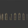 Architectural Building Components With Various Arches Columns And Window Frames