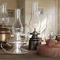 Vintage Candle Lamps With Various Designs Brass Silver Black Red Bases And Glass Shades