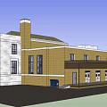 Classical White Stone Building Exterior With Multiple Windows Entrance Steps And Front Landscaping
