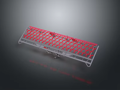 Red Mesh Covered Gray Metal Frame Support Platform With Sturdy Design 3d model