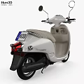 White Classic Scooter Motorcycle With Beige Seat Round Headlight Black Wheels And Sleek Design