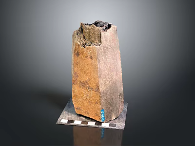 Natural Wooden Stone Raw Material With Textured Surface On Checkered Base 3d model