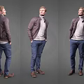 A Stylish Man In Brown Jacket White Turtleneck Blue Jeans And Brown Shoes