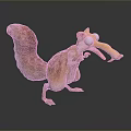 Cute 3D Animated Squirrel Character With Big Eyes Open Mouth Fluffy Tail And Long Nose