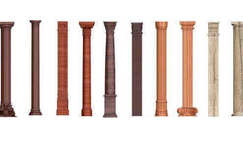 Jane European Roman Column Solid Wood Column 3d model