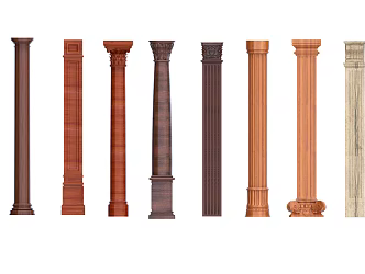 Jane European Roman Column Solid Wood Column 3d model