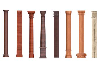 Jane European Roman Column Solid Wood Column 3d model