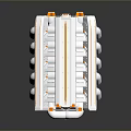 Tire Design with Silver Metallic Components and Orange Geometric Patterns in Modern Style