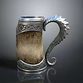 Decorative Tankard With Dragon Shaped Handle And Silver Vintage Decor Design