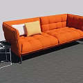 Modern Interior Sofa and Coffee Table Set With Tufted Multicolor Sofas and Metal Coffee Tables 3d model