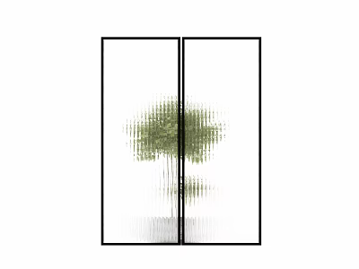 Modern Transparent Room Divider Screen With Tree Pattern Design For Home Decor 3d model