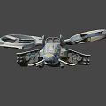 Futuristic Fighter Jet With Large Rotors Flying Over Forest Background In Vertical Takeoff Scene