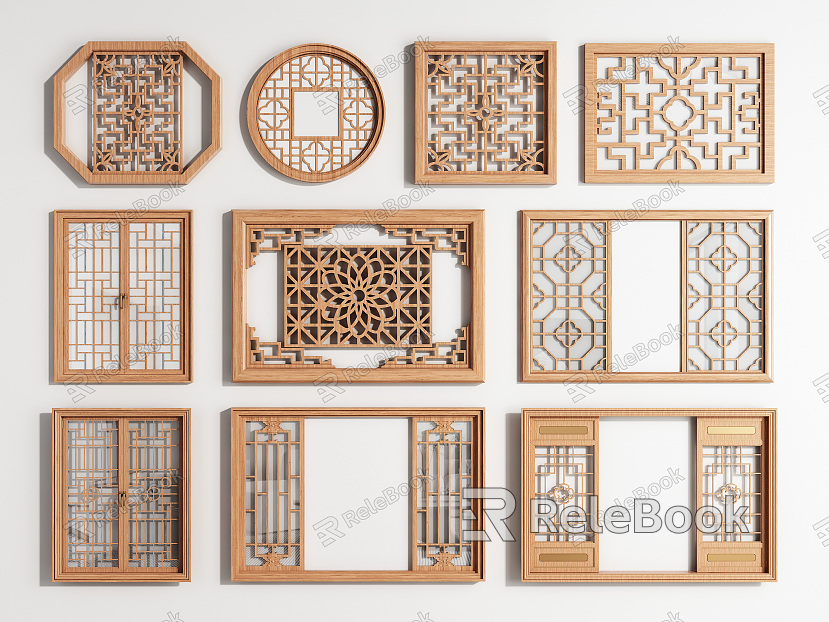 New Chinese-style openwork grilles window grilles window grilles doors and windows model