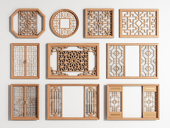 New Chinese-style openwork grilles window grilles window grilles doors and windows 3d model