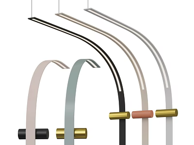 Collection Of Modern Curved Wall Lamps In Various Colors With Metal Bases 3d model