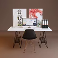 Modern desk chair computer desk 3d model