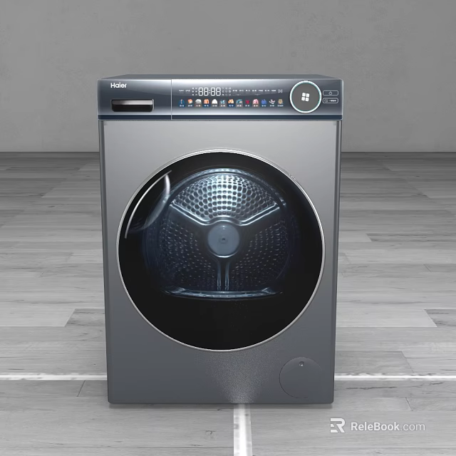 Modern Front Loading Washing Machine With Round Transparent Door And Top Control Panel 3d model 