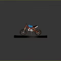 Red And Blue Off Road Motorcycle On Circular Gray Platform With White Lines