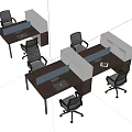 Modular Office Desk Setup With Partitions Ergonomic Chairs And Modern Workspace Design 3d model