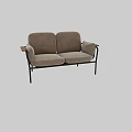 Modern Two Seater Sofa With Beige Cushions And Green Metal Frame
