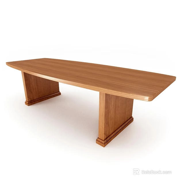 Rectangular Wooden Conference Table With Solid Wood Material And Modern Design For Office Meetings 3d model