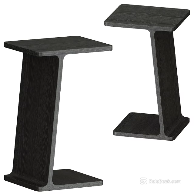 Modern Black Wooden Side Table With Sturdy Base And Minimalist Design 3d model 