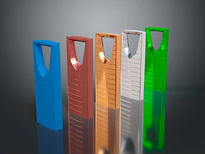 Modern Multicolor Architectural Vertical Structures With Rectangular Openings And Sleek Design 3d model