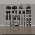 Various Styles Of Audio Speakers Including Floor Standing Bookshelf Wall Mounted And Stand Models