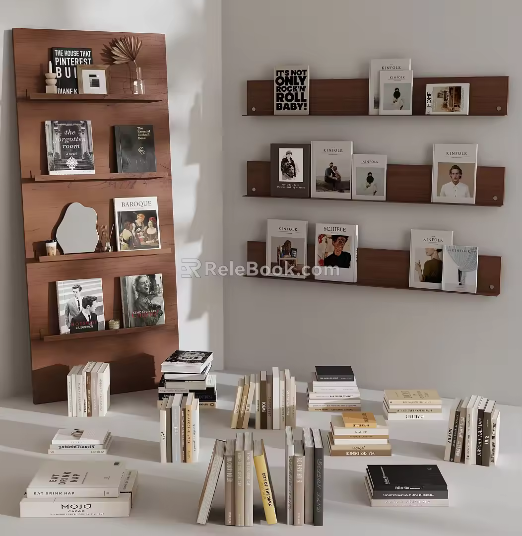 Modern Bookshelf Newspaper Shelf Books and Magazines 3d model