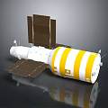 White And Yellow Spacecraft Module Equipment With Solar Panels And Antennas