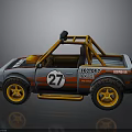 Gray And Orange Rally Car With Number 27 Sector 7 Decals And Orange Wheels