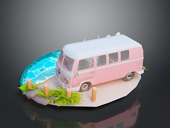 Bus School Bus Van Box Bus Tourist Bus Coach 3d model