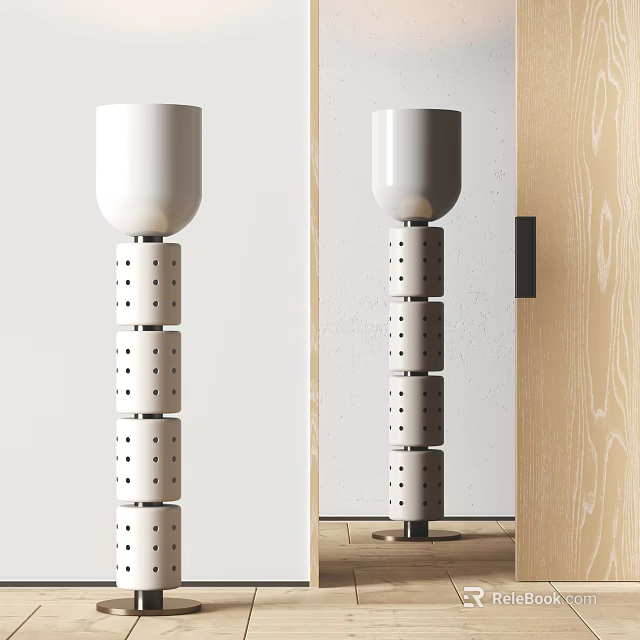 Modern Floor Lamp With Perforated Stacked Cylinders For Home Decor 3d model