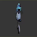 Futuristic Blue And Silver Game Movie Character With Streamlined Humanoid Design Glowing Accents Detailed Armor