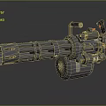 Powerful Gatling Gun Weapon With Multiple Metal Barrels Hand Grip And Trigger Mechanism