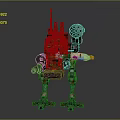 Vintage Industrial Mechanical Robot With Multi Legged Armored Body Antenna Cannon And Mechanical Arm