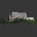 Ancient Stone Castle With Multiple Towers Surrounded By Lush Green Trees And Grass