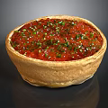 Golden Crispy Tart With Red Filling And Fresh Green Herbs Topping