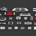 Gray Industrial Mechanical Parts With Various Different Shapes And Structures 3d model