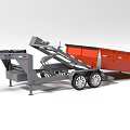 Red Dump Trailer With Dual Wheels And Gray Chassis Structure 3d model