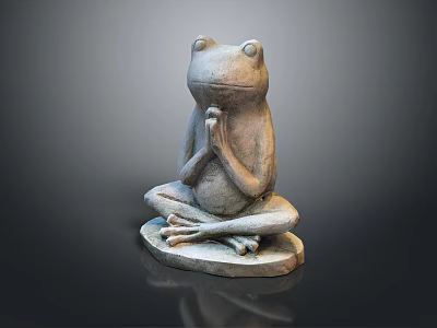 Artistic Hand Carved Stone Frog Sculpture Sitting Cross-Legged With Clasped Hands 3d model